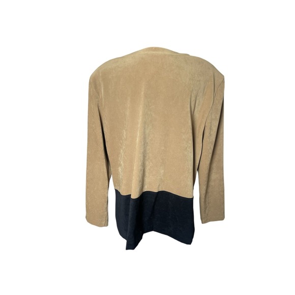 R&K Original Jacket Womens 14 Beige Black Stretch Round Neck Long Sleeve Classic - Picture 2 of 7